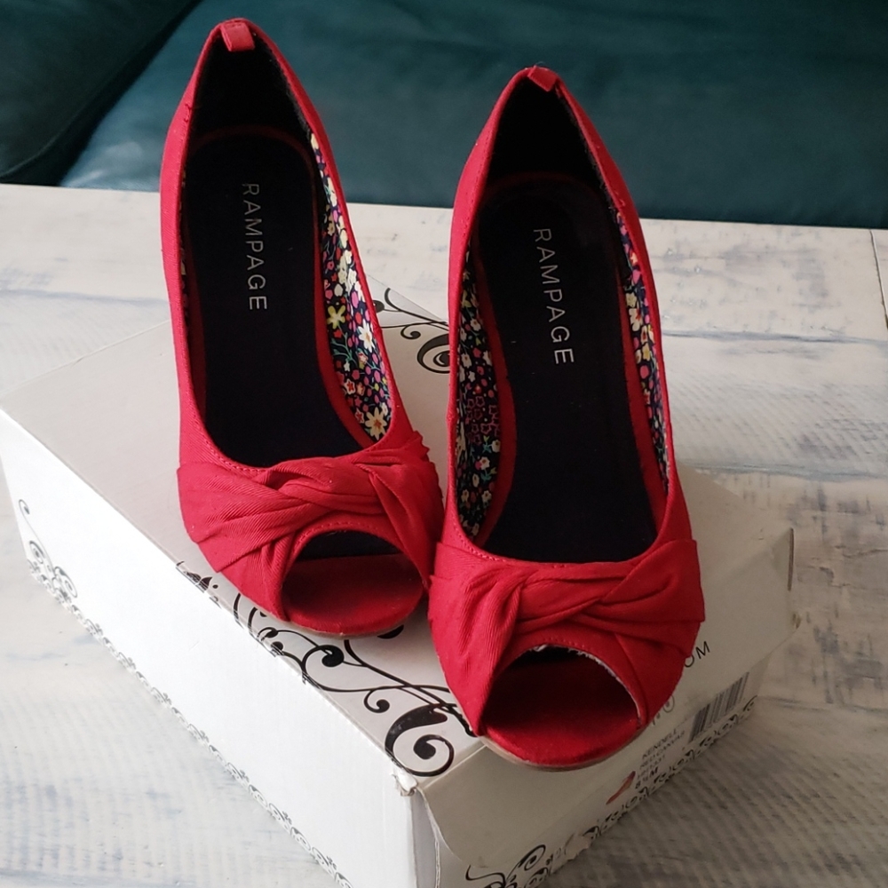 Rampage Red Canvace Peep Toes